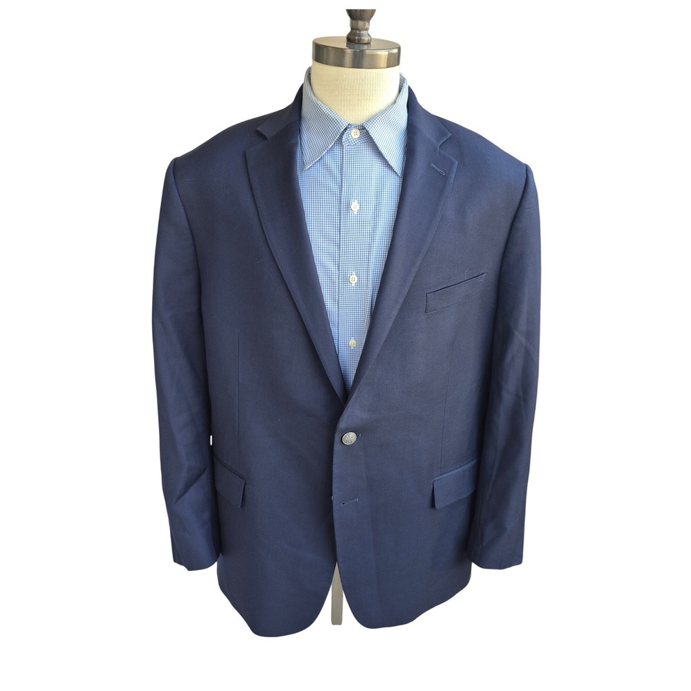 Hart Schaffner Marx HSM 1887 Navy Blue 100% Wool Blazer Sport Coat Mens Sz 50 R